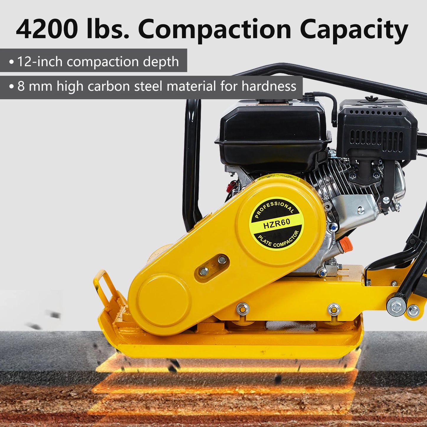 7HP Plate Compactor 4200lbs Compaction Force Rammer