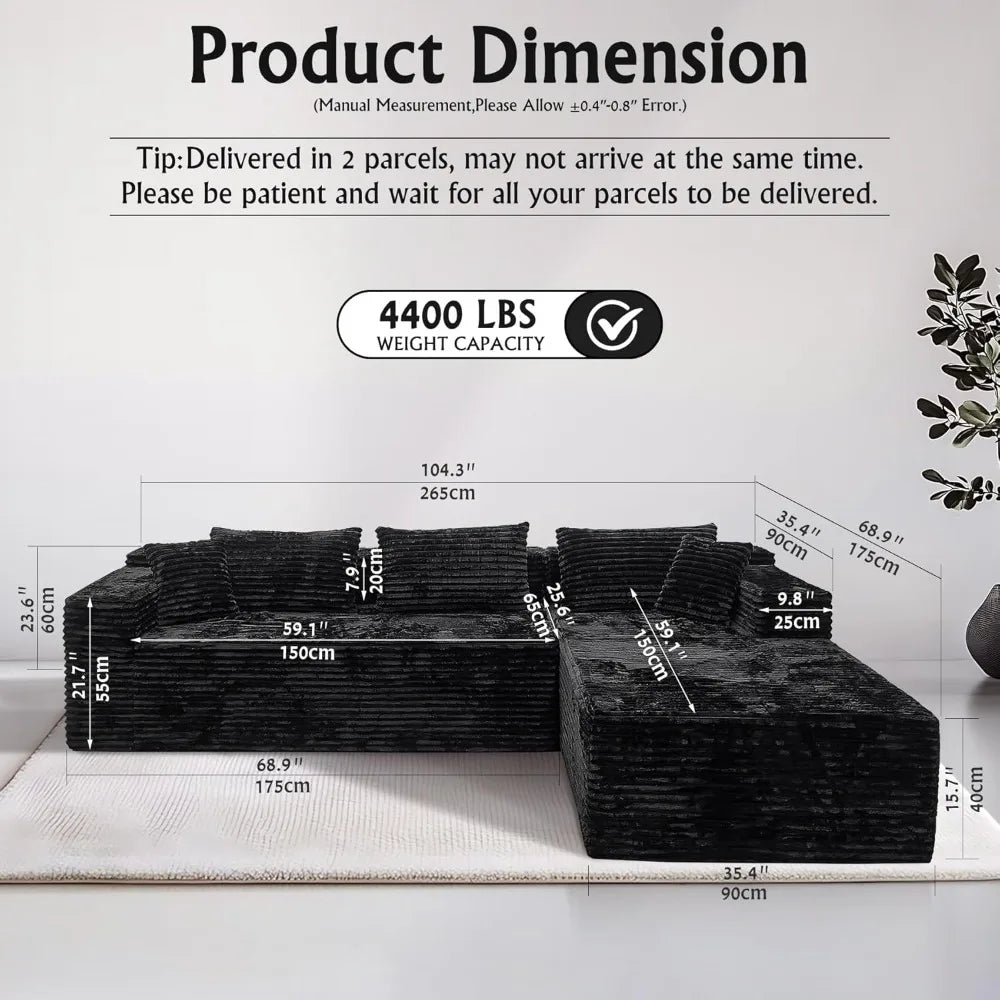 104" Cloud Sectional Couch with L-Shape Chaise