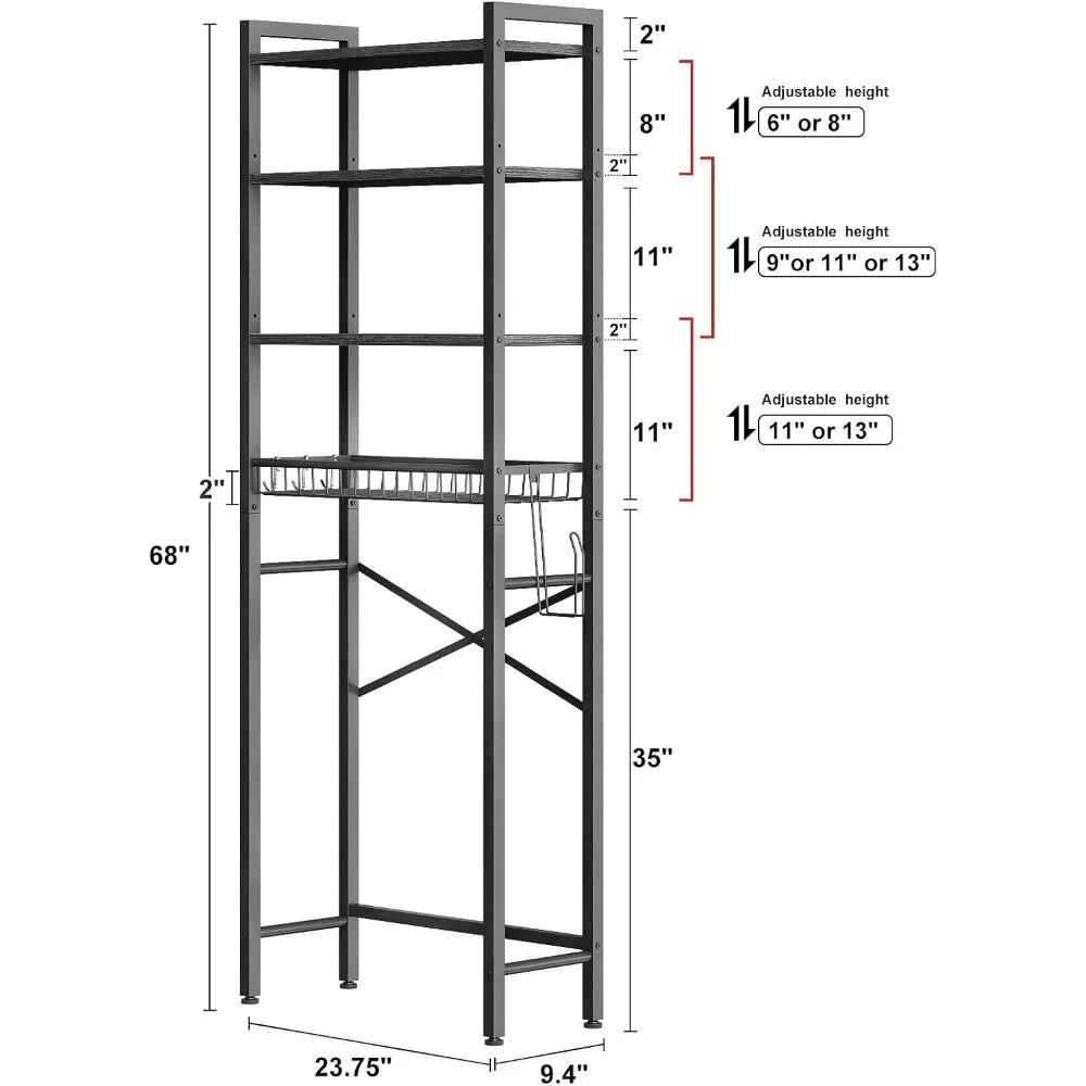 4-Tier Bathroom Organizer Shelf with Adjustable Shelf