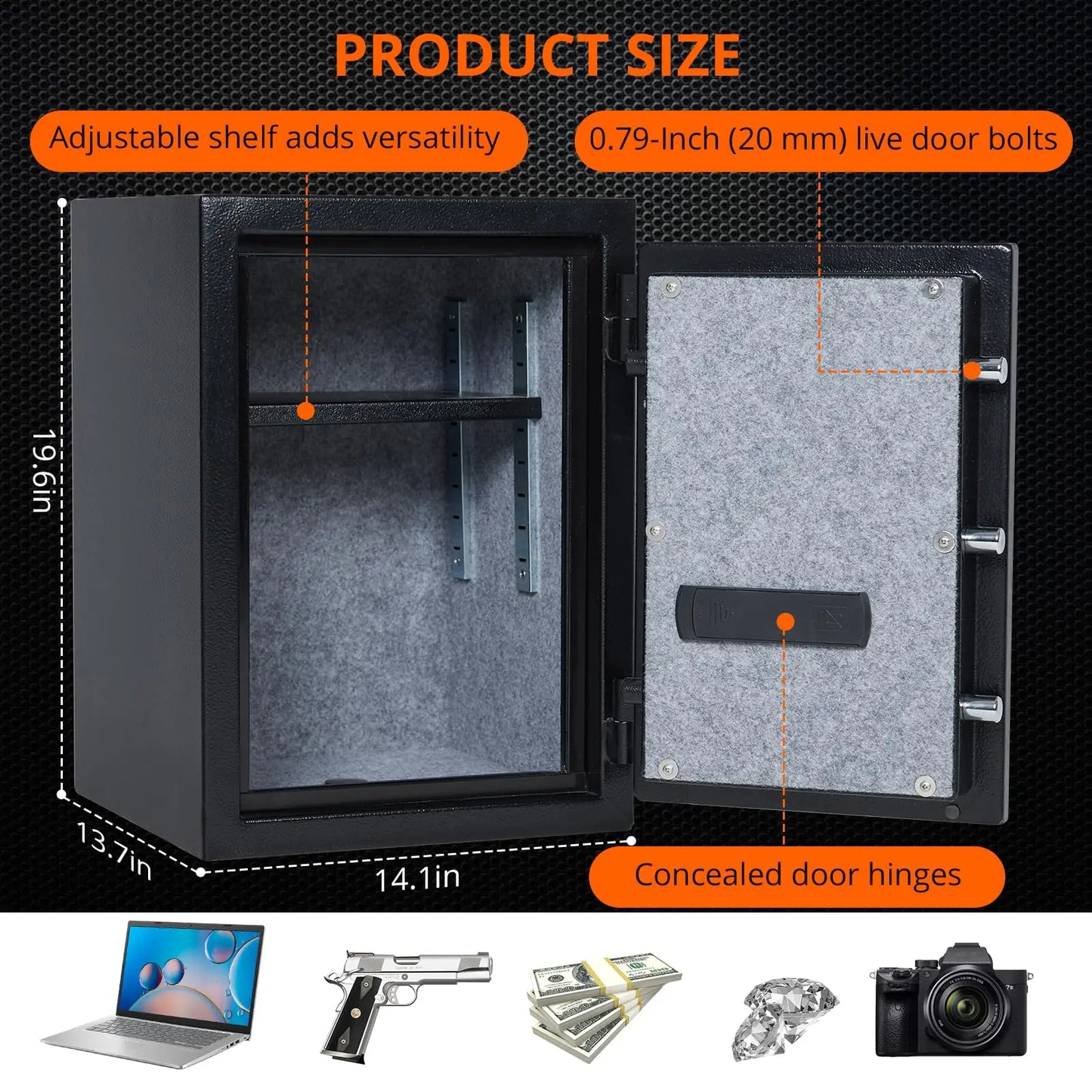 Fireproof and Waterproof Safe Box with Programmable Keypad