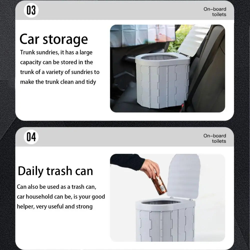 Folding Portable Potty Car Toilet With 15 Trash Bags