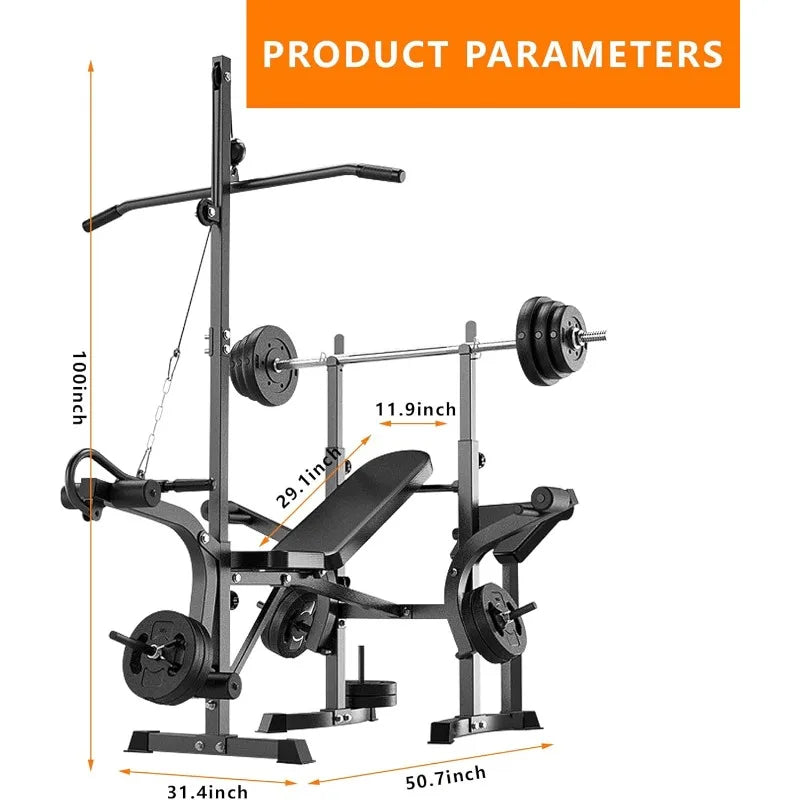 600lbs 6 in 1 Adjustable Weight Bench Set with Leg Extension