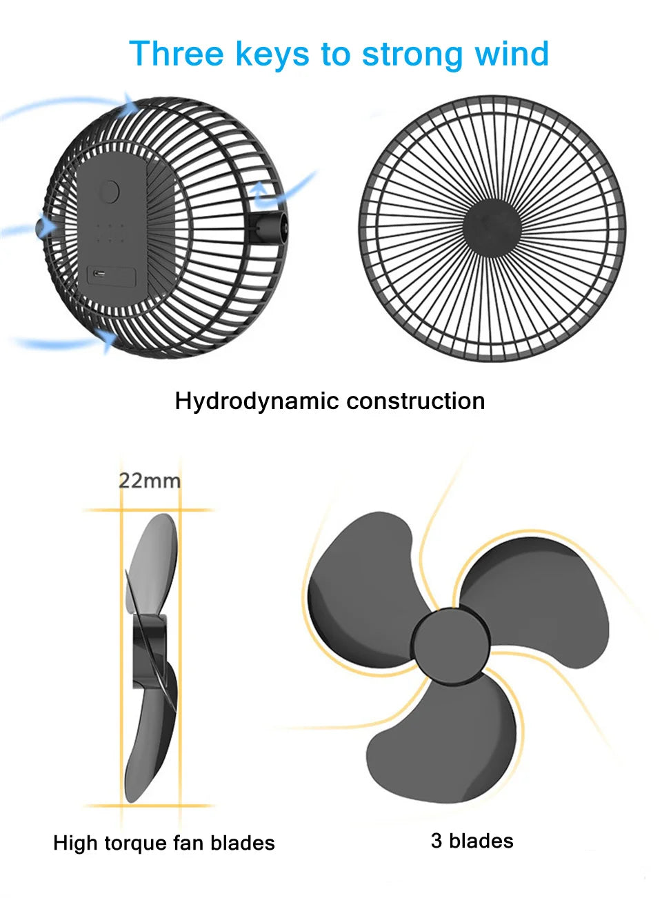 USB Charging Home Room Table Wireless Electric Fan