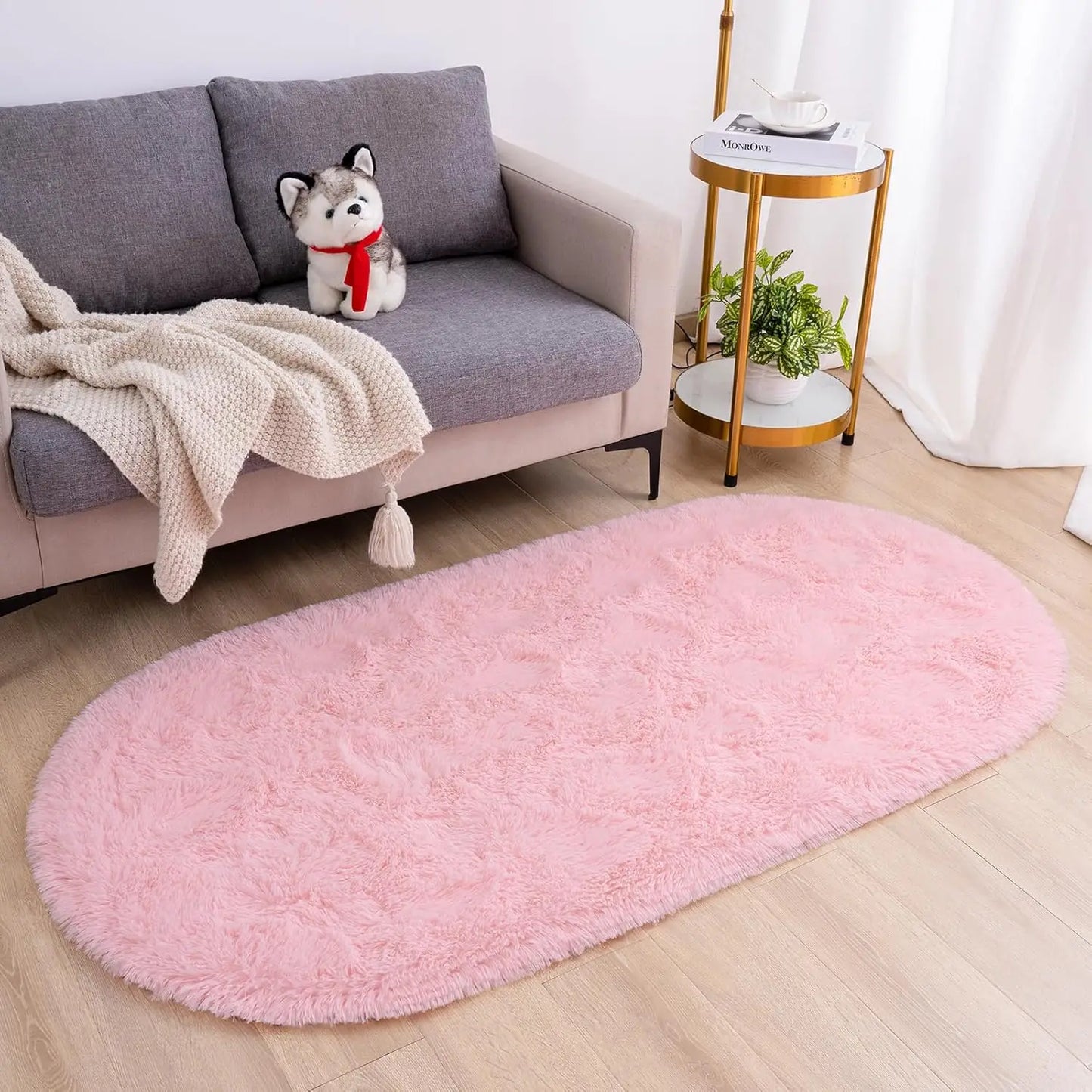 2.6 x 5.3ft Oval Fluffy Ultra Soft Area Rugs