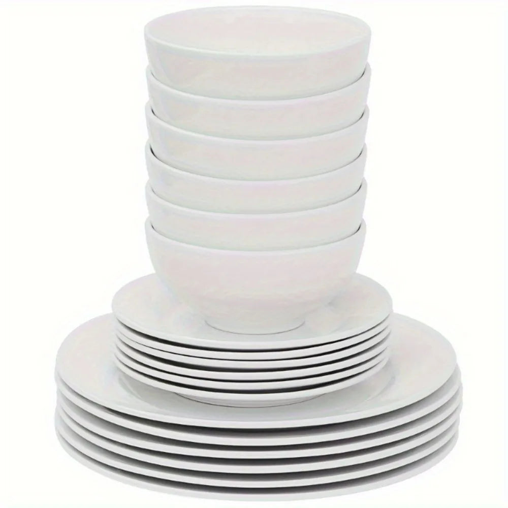 18-Piece Dinnerware Set Round Dinner Plates Dish Service For 6