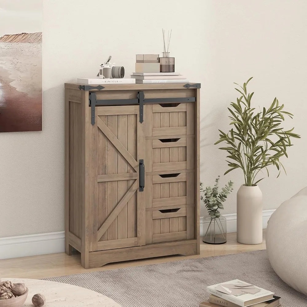 Rustic Grey Cabinet with Drawer for Bathroom, Kitchen, Living Room