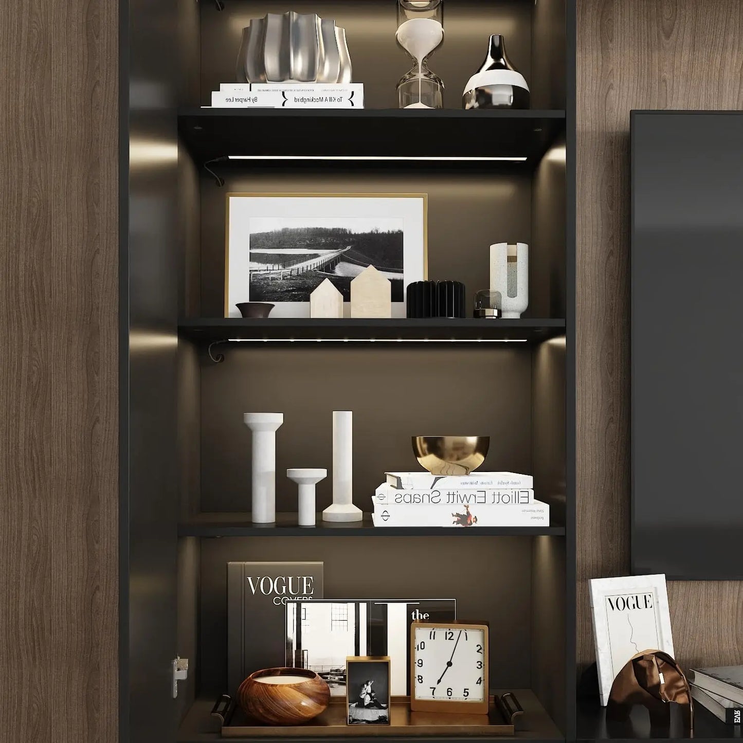 114" Large Wall Unit Entertainment Center with Bookshelves