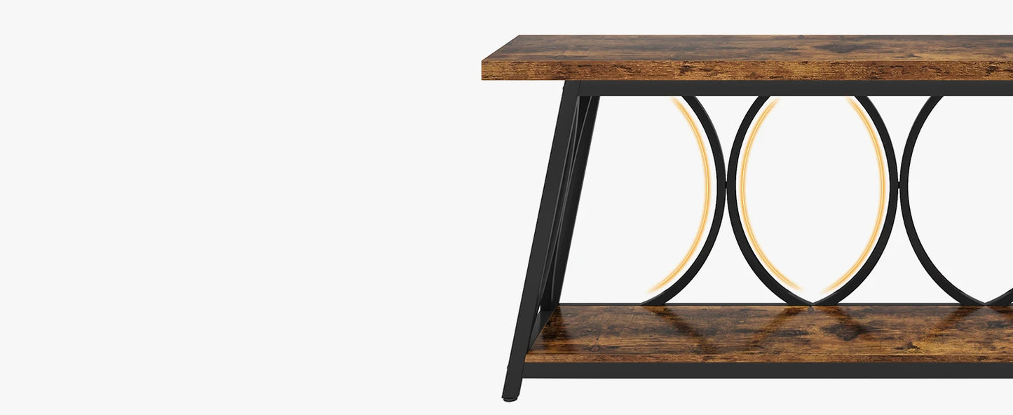 70.9 inch Long Console Table with 2 Tier Storage Shelf