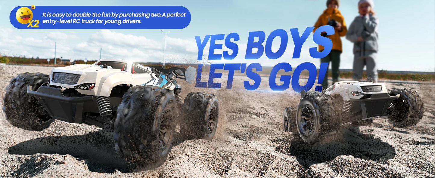 All-Terrain RC Truck: Age 8-12, 2 Batteries, 40 Min Play, Off-Road
