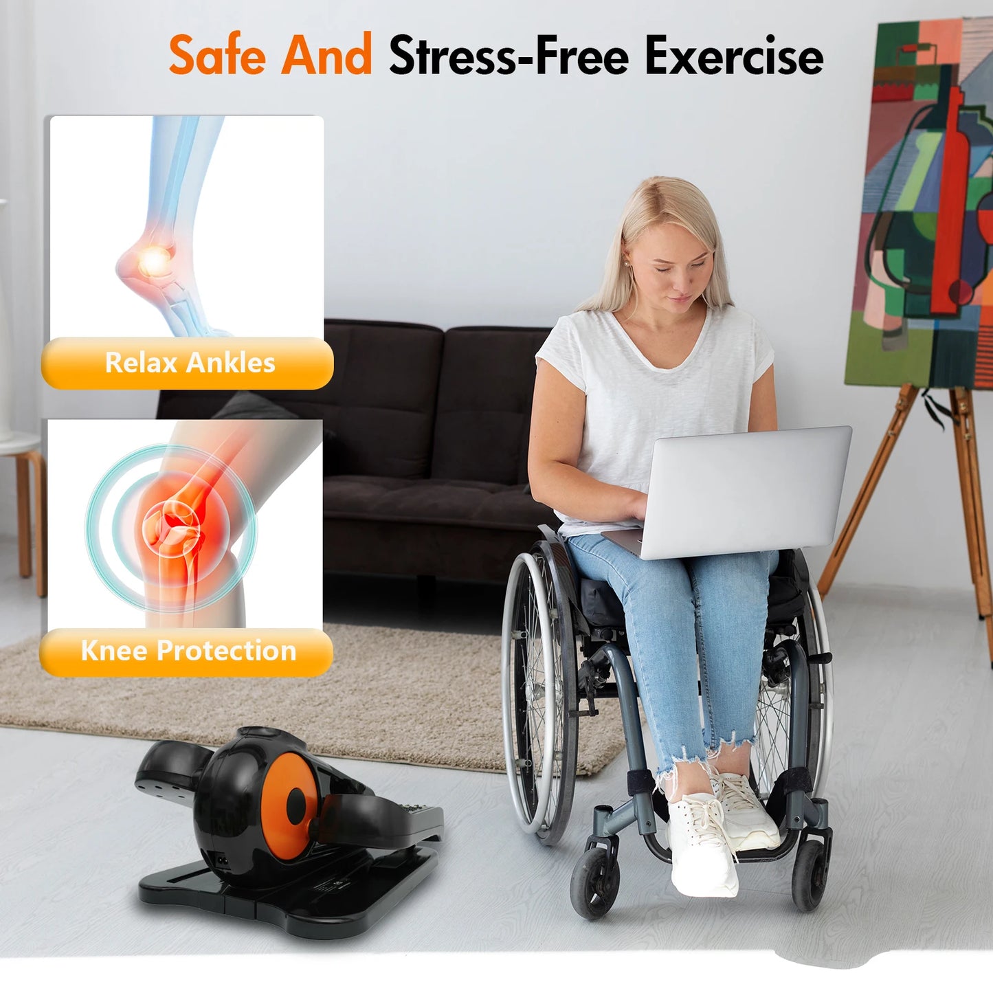 Under-Desk Elliptical Machine Leg Exerciser for Seniors