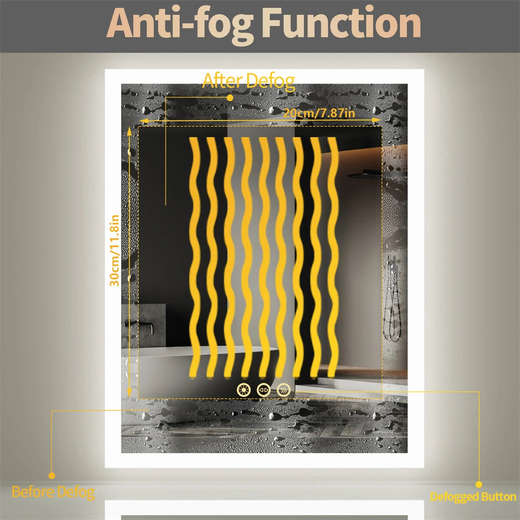 LED Bathroom Mirror for Vanity Dimmable 3 Colors Anti-Fog