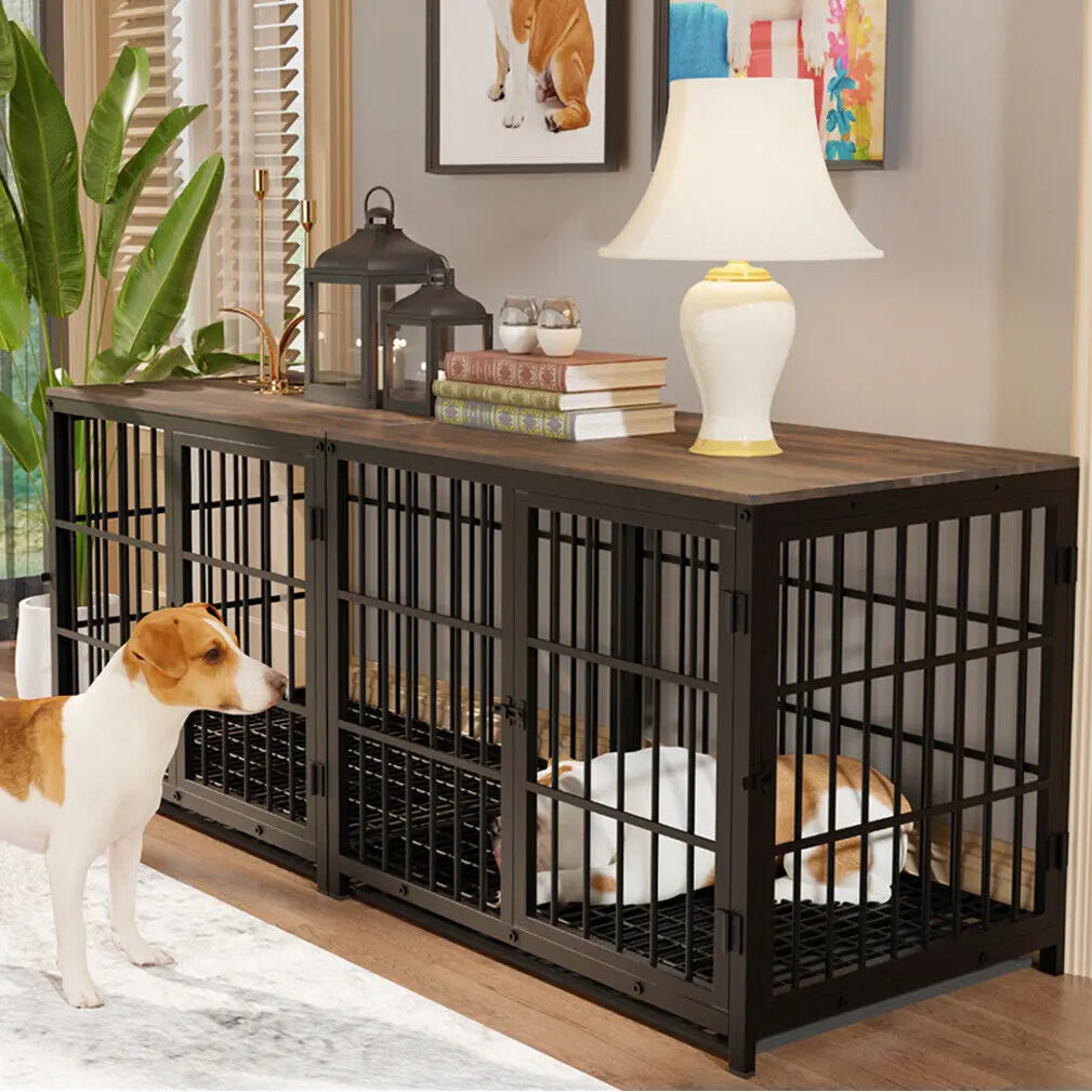 Furniture Style Dog Crate End Table with Three Doors