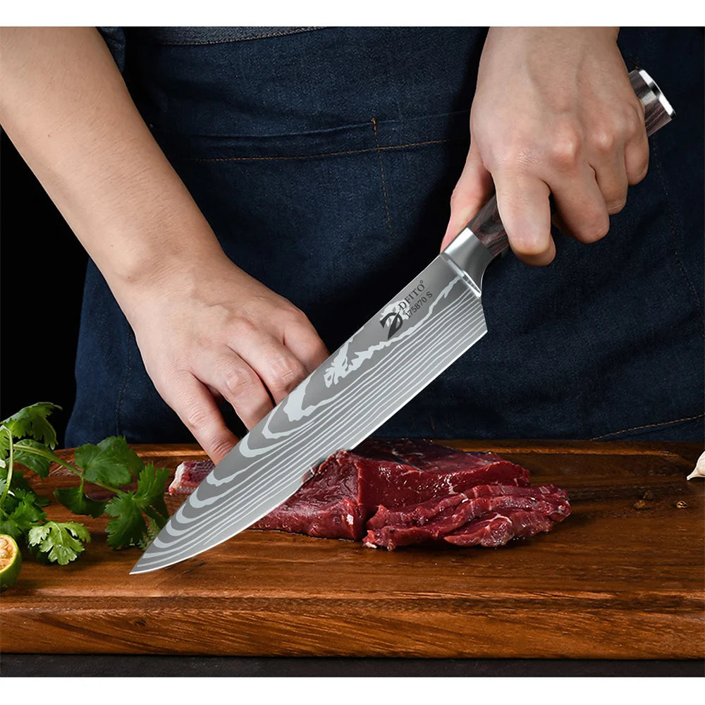 8pcs Kitchen Knife Damascus Stainless Steel Chef Knife
