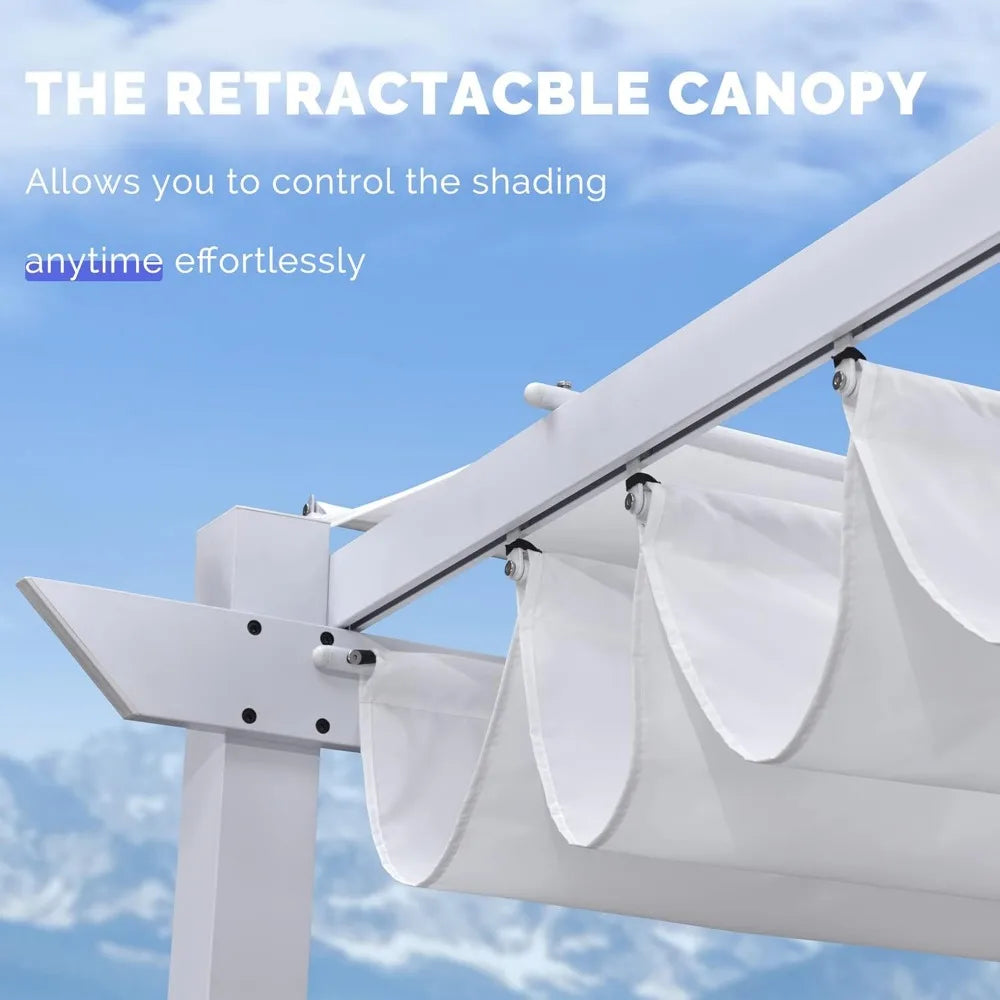 10' X 13' Outdoor Aluminum Heavy-Duty Retractable Pergola