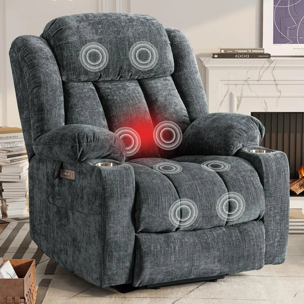 Large Power Lift Chairs Recliners for Elderly with Heat & Massage
