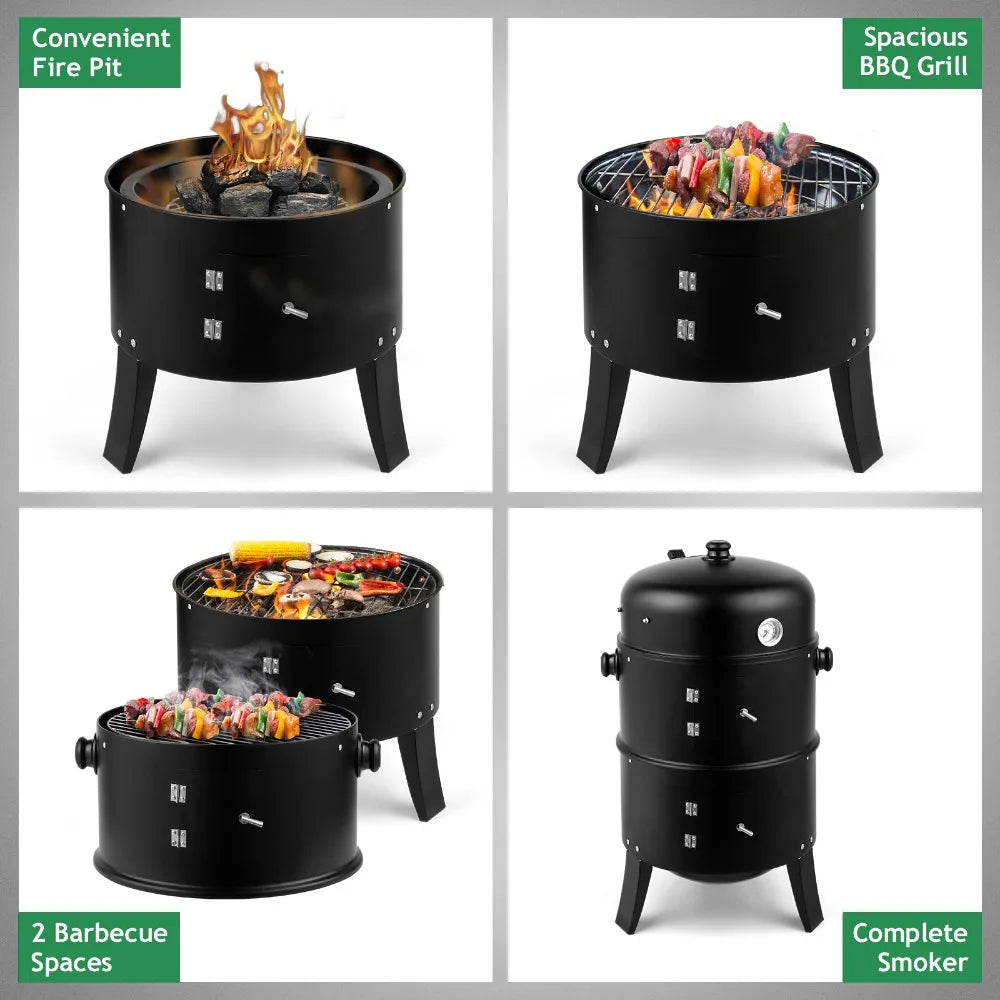 80*41*48cm Iron Adjustable Barrel Grill, with Built-in Thermometer