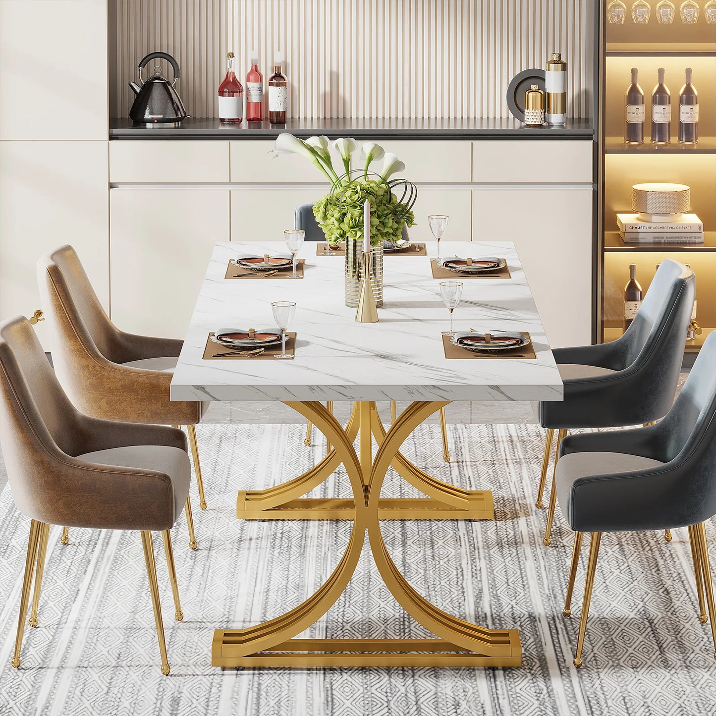 63-Inch Rectangular Dining Table for 4 to 6 people
