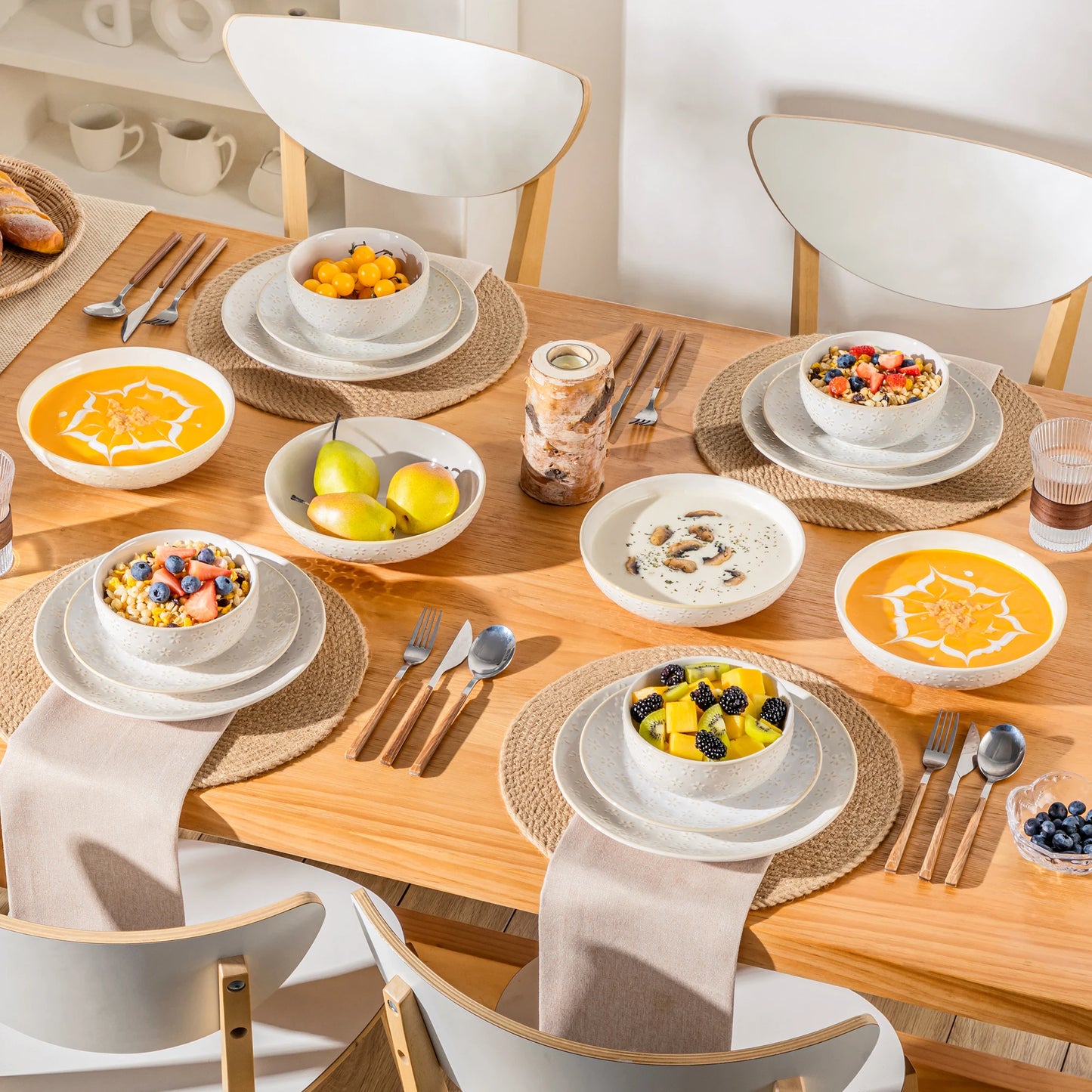 16/32 Piece Stoneware Plates Dinner Set.