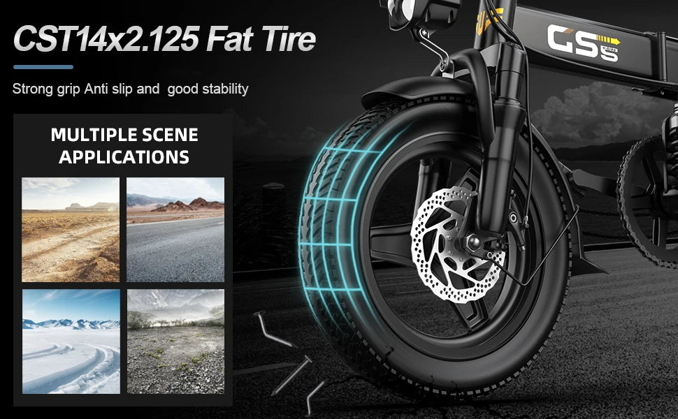 Folding Electric Bike for Adults Teens, 750W Peak Motor