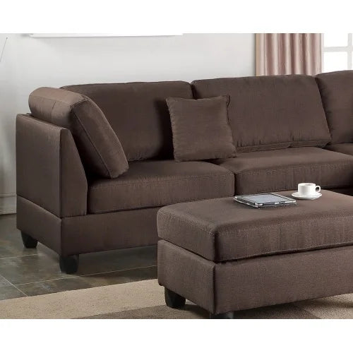 Reversible chocolate colored living room furniture
