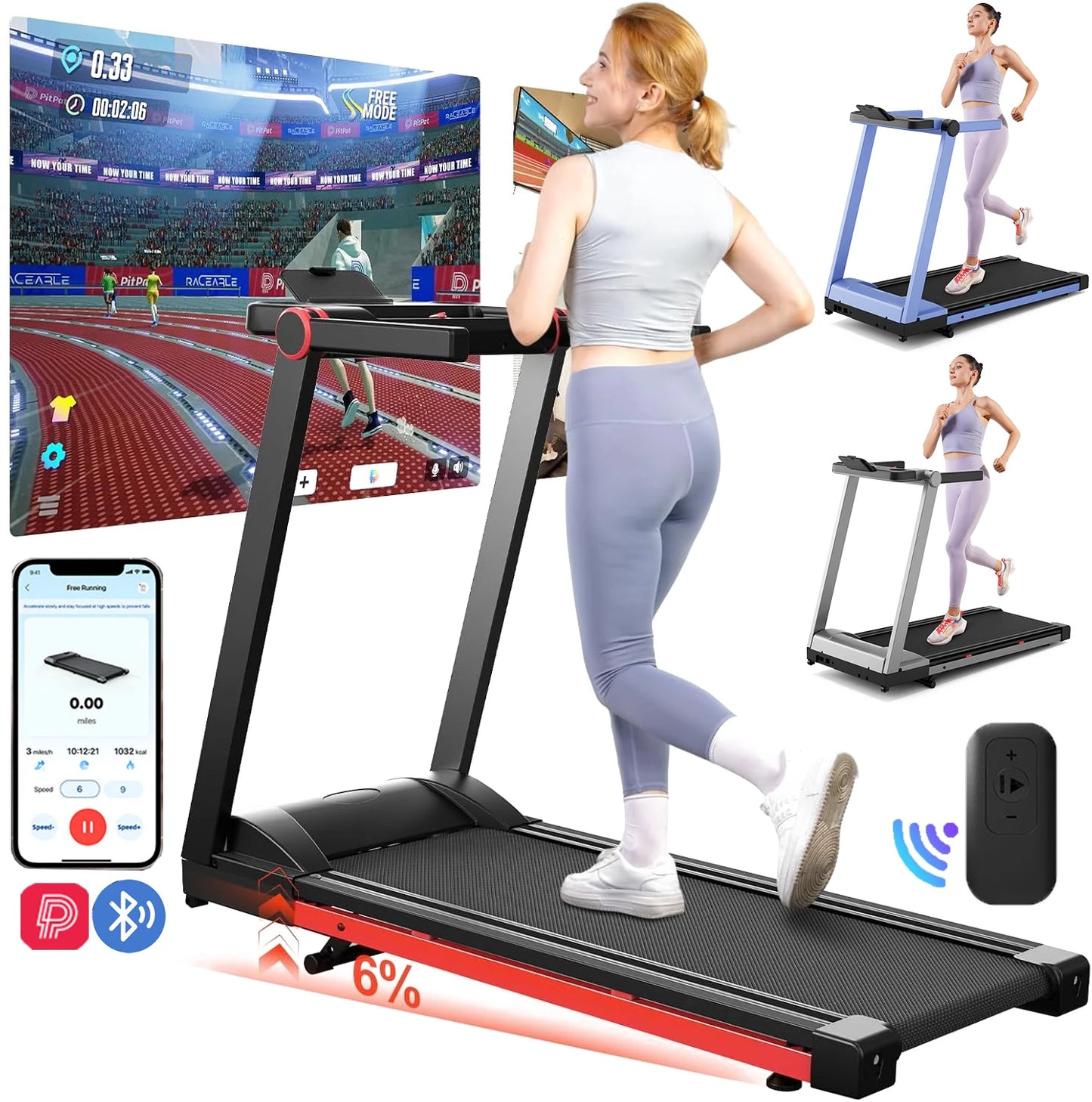 350lbs Adjustable Foldable Treadmill,10MPH Exercise Machine