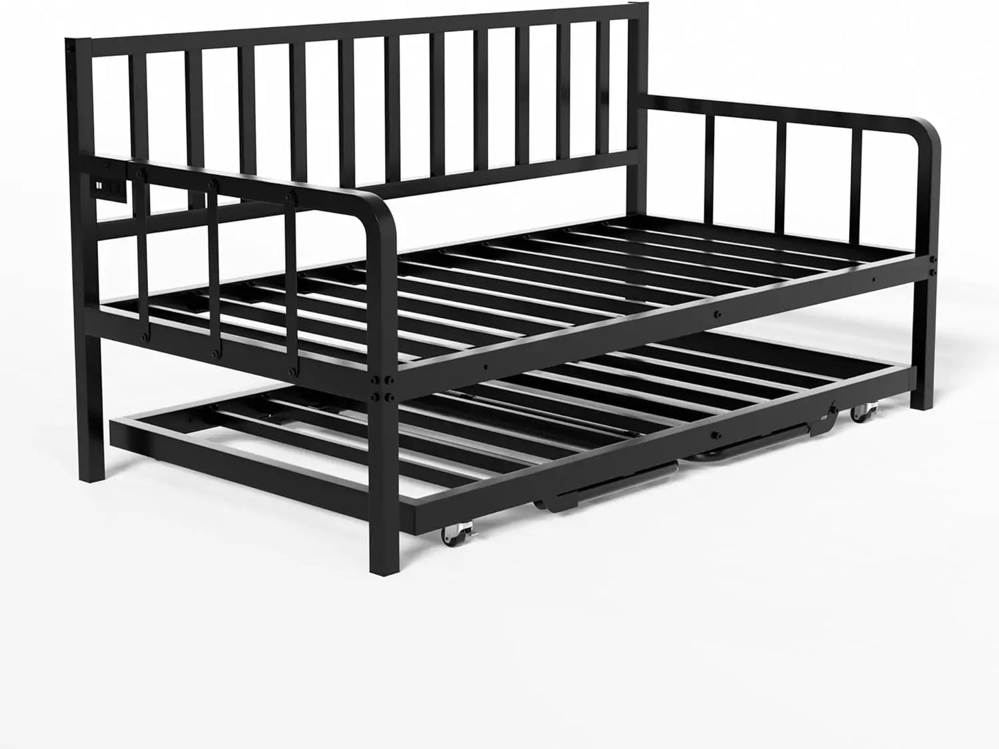 Twin Bed Frame with Charging Station and LED Lights