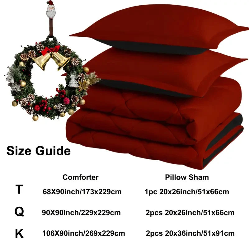2/3pcs Reversible Comforter Bedding Set for All Seasons