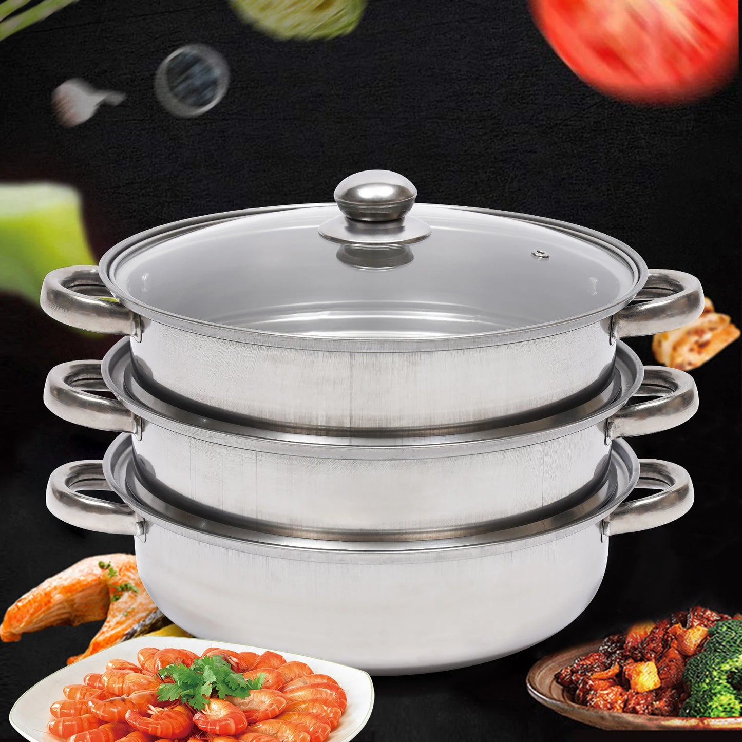 multi-function 3 Tier Large Stainless-Steel Steamer