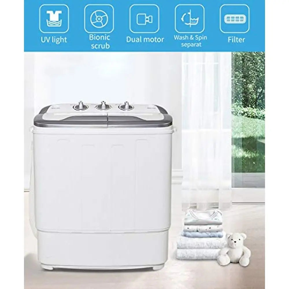 8lbs Washer 5lbs Spin Dryer Compact Mini Twin Tub Washing Machine