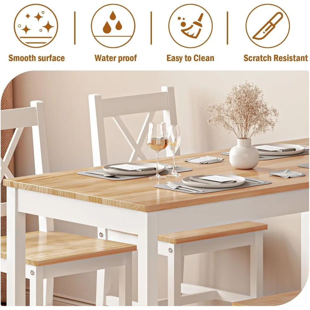 Dining Table Set with 4 Chairs