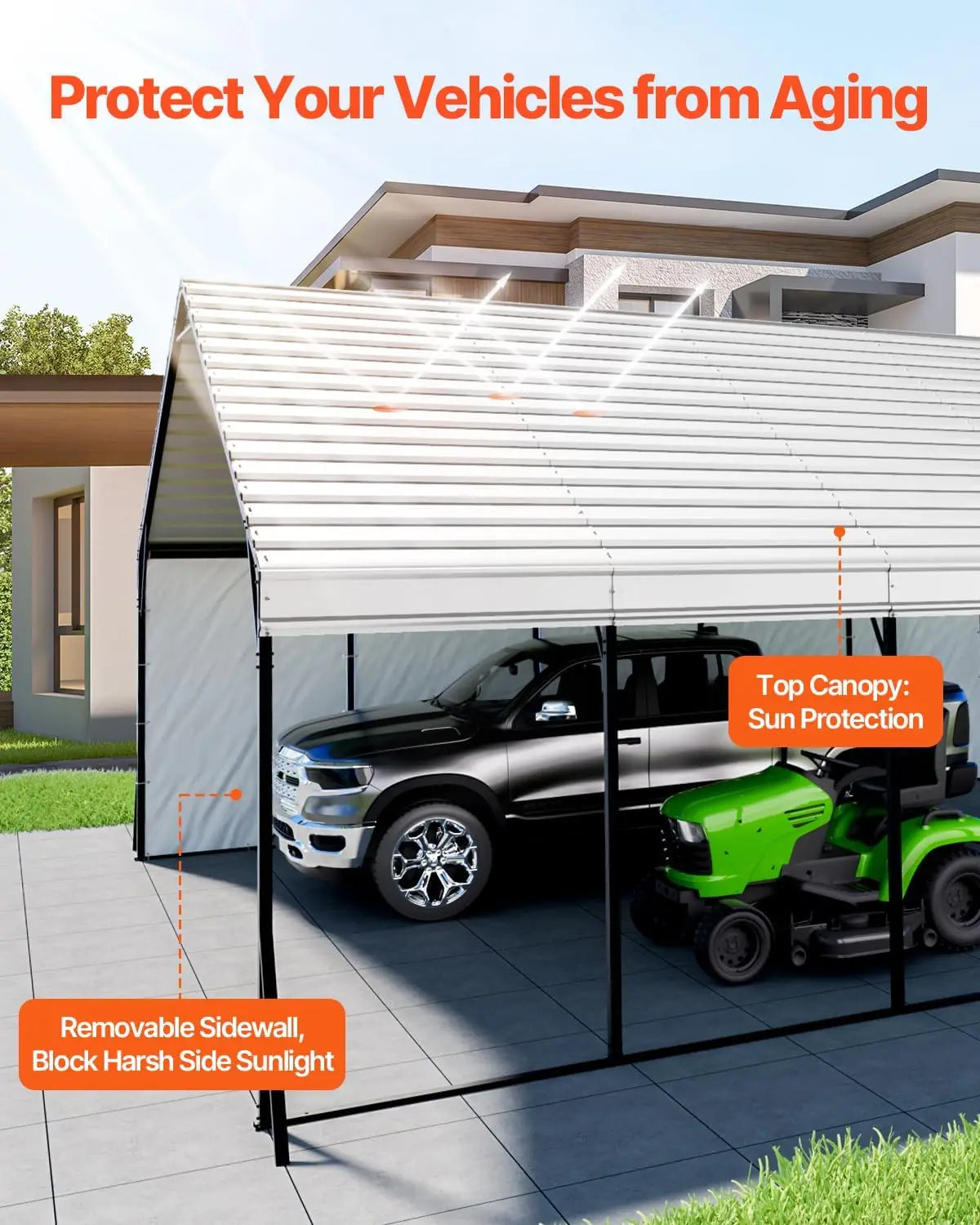 NEW 20x24 ft Heavy Duty Metal Carport with Removable Sidewalls