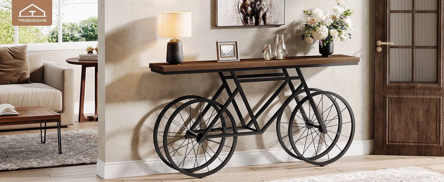 70.9-Inch Extra Long Console Table with Bicycle Metal Base