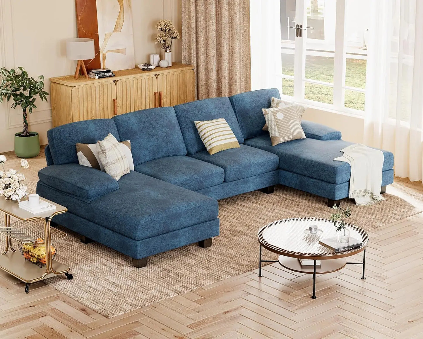 4 Seat Modern Sofa with Removable Pillows