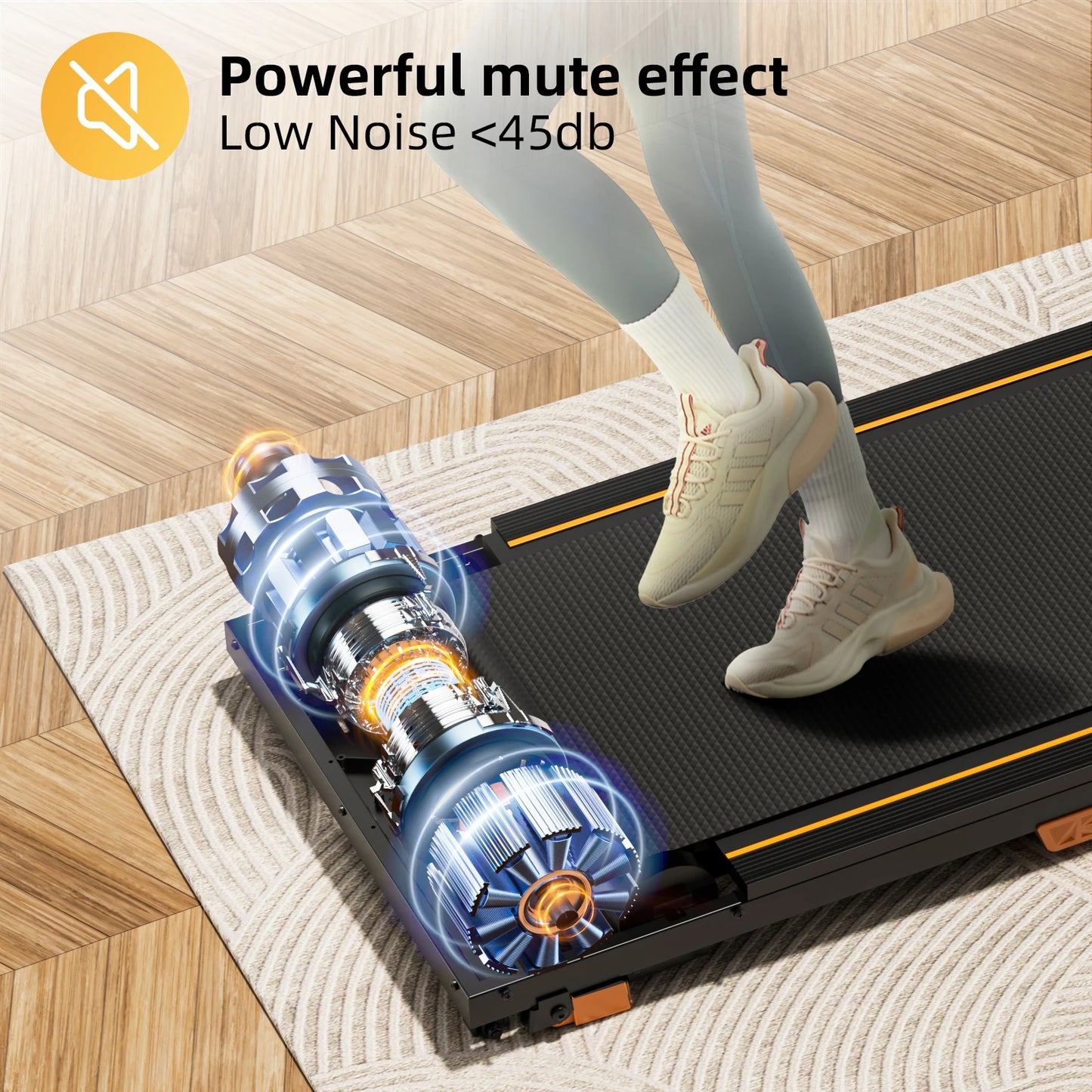 2.5HP Portable Treadmill Incline Walking Pad Treadmill 330lbs Capacity