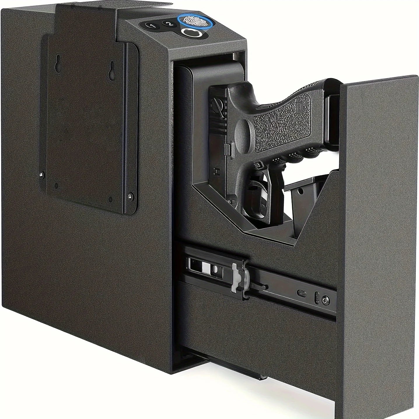 Biometric Slider Handgun Gun Safe for Nightstand, Desk, Bed Side
