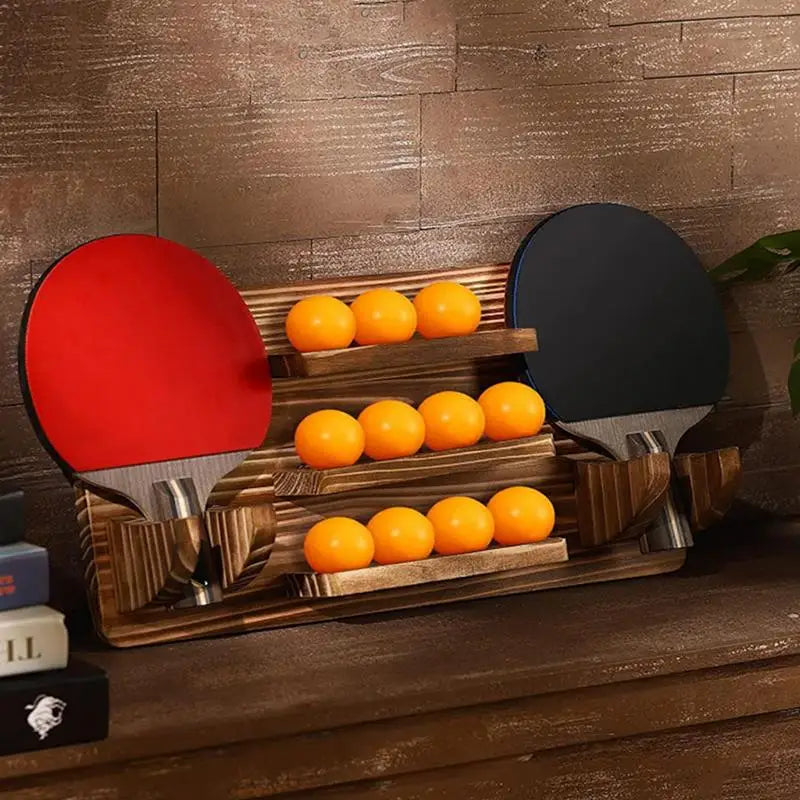 Large Capacity Wooden Table Tennis Paddle Display Holder