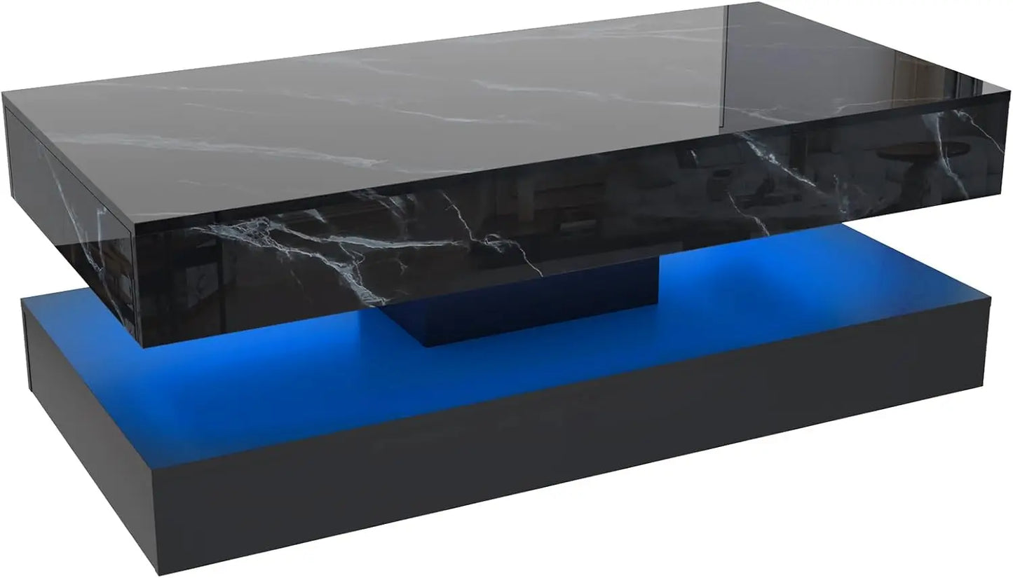 Double-Layer Design for Living Room Coffee Table with 2 Storage Drawers