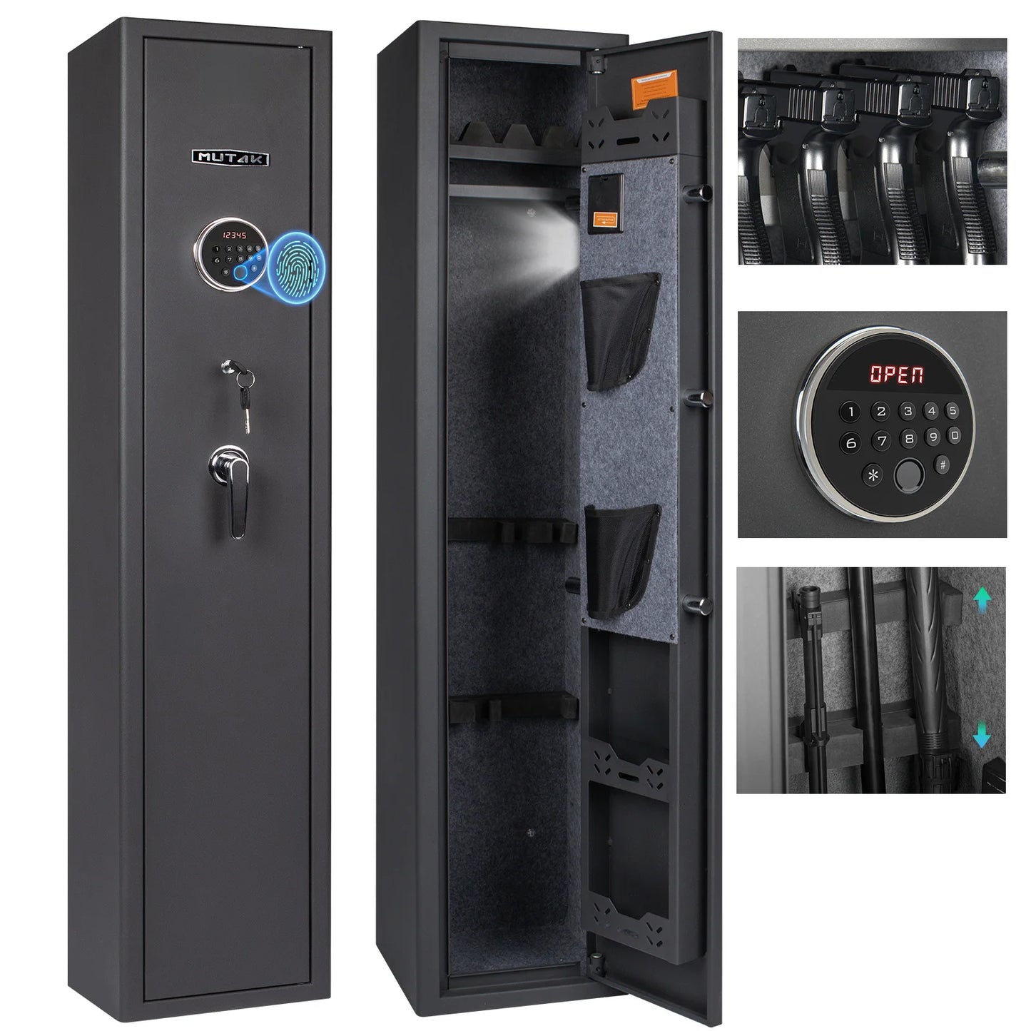 Mustak 3-8 Rifles Gun Safe for Home with Fingerprint/Keypad