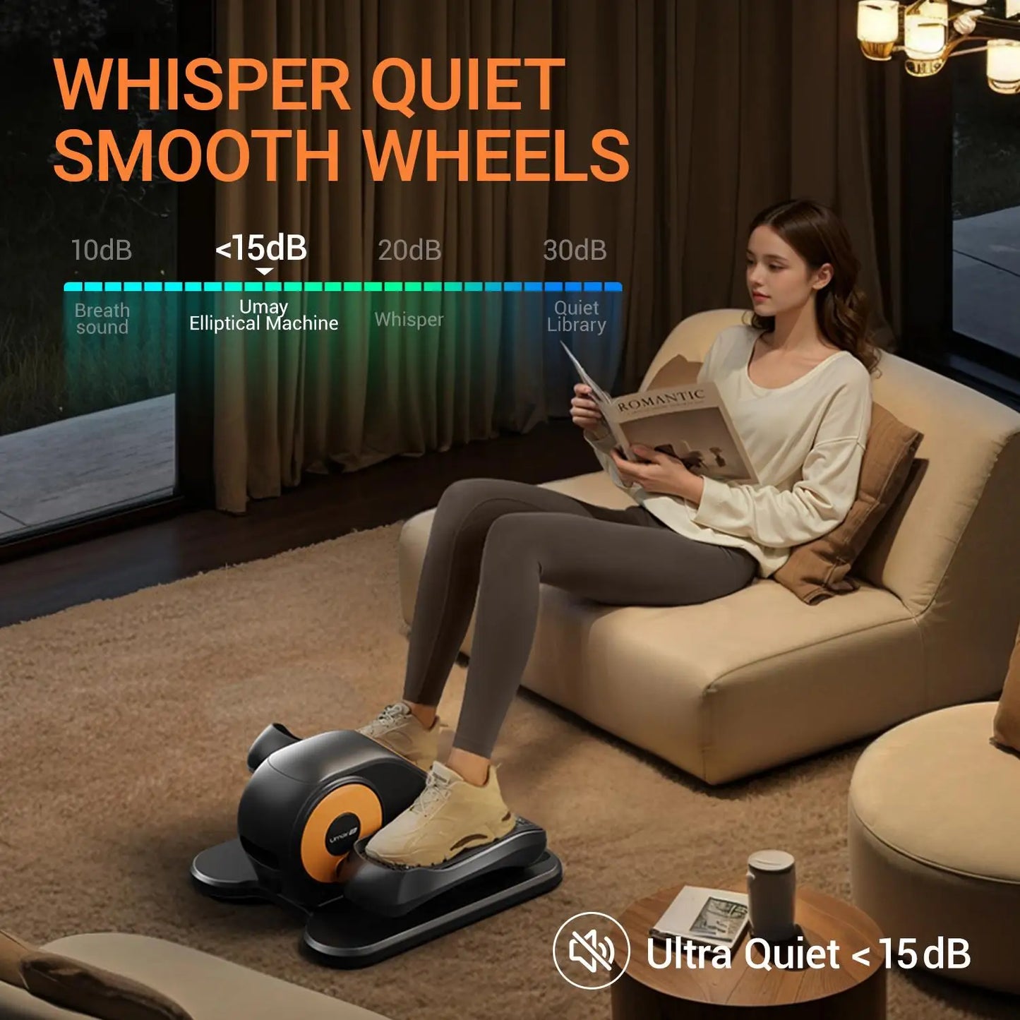 Quiet Portable Under Desk Elliptical for Seniors Compact Training Machine