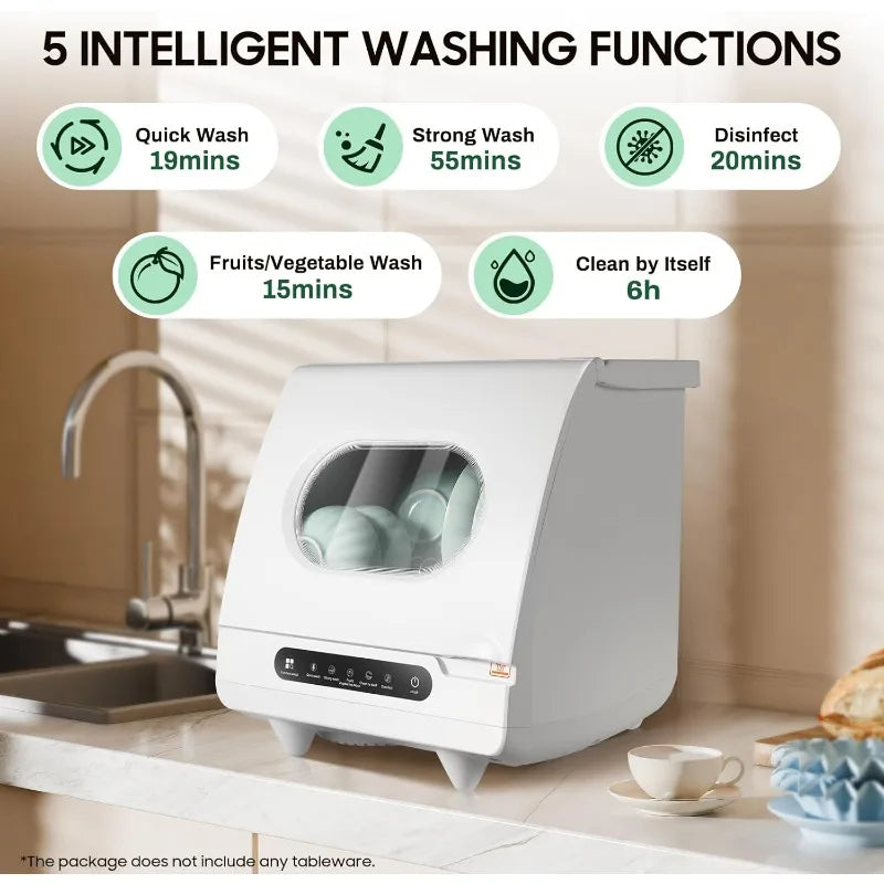 Portable 5 Wash Programs Countertop Dishwasher
