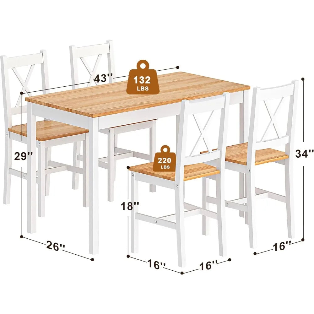 Dining Table Set with 4 Chairs