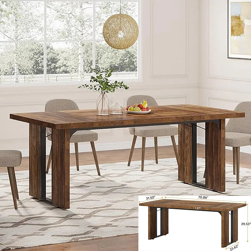 63-inch Farmhouse Kitchen Table with Large Tabletop