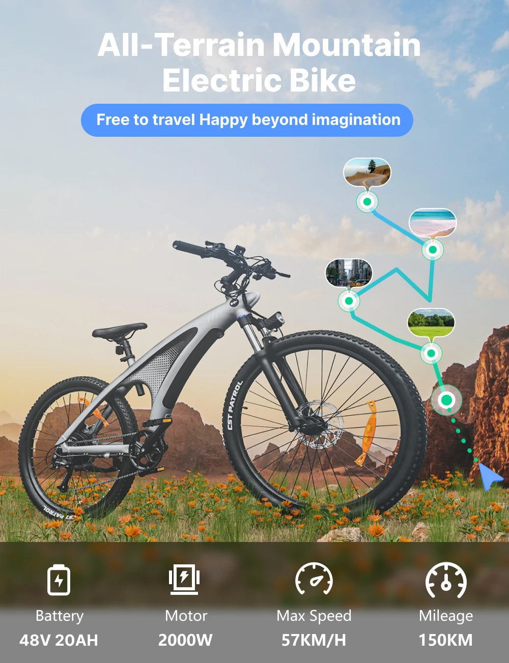 HX Q5 2000W 27.5-inch Electric Mountain Bike
