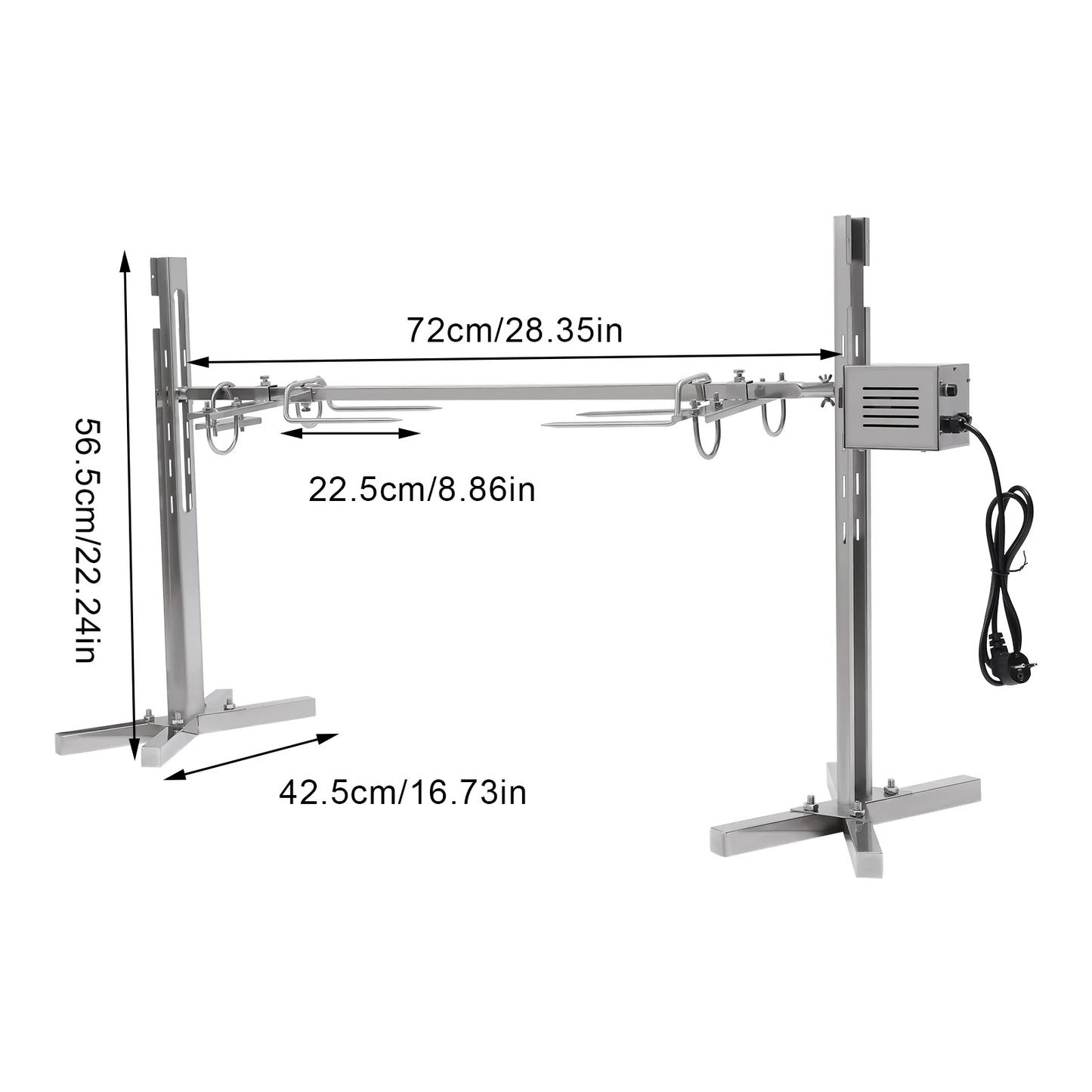 53" Electric BBQ Rotisserie Grill Kit, for Roasting Pig Lamb