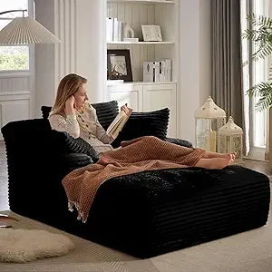Oversized Chaise Lounge Sofa Bed with Throw Pillows and Armrests