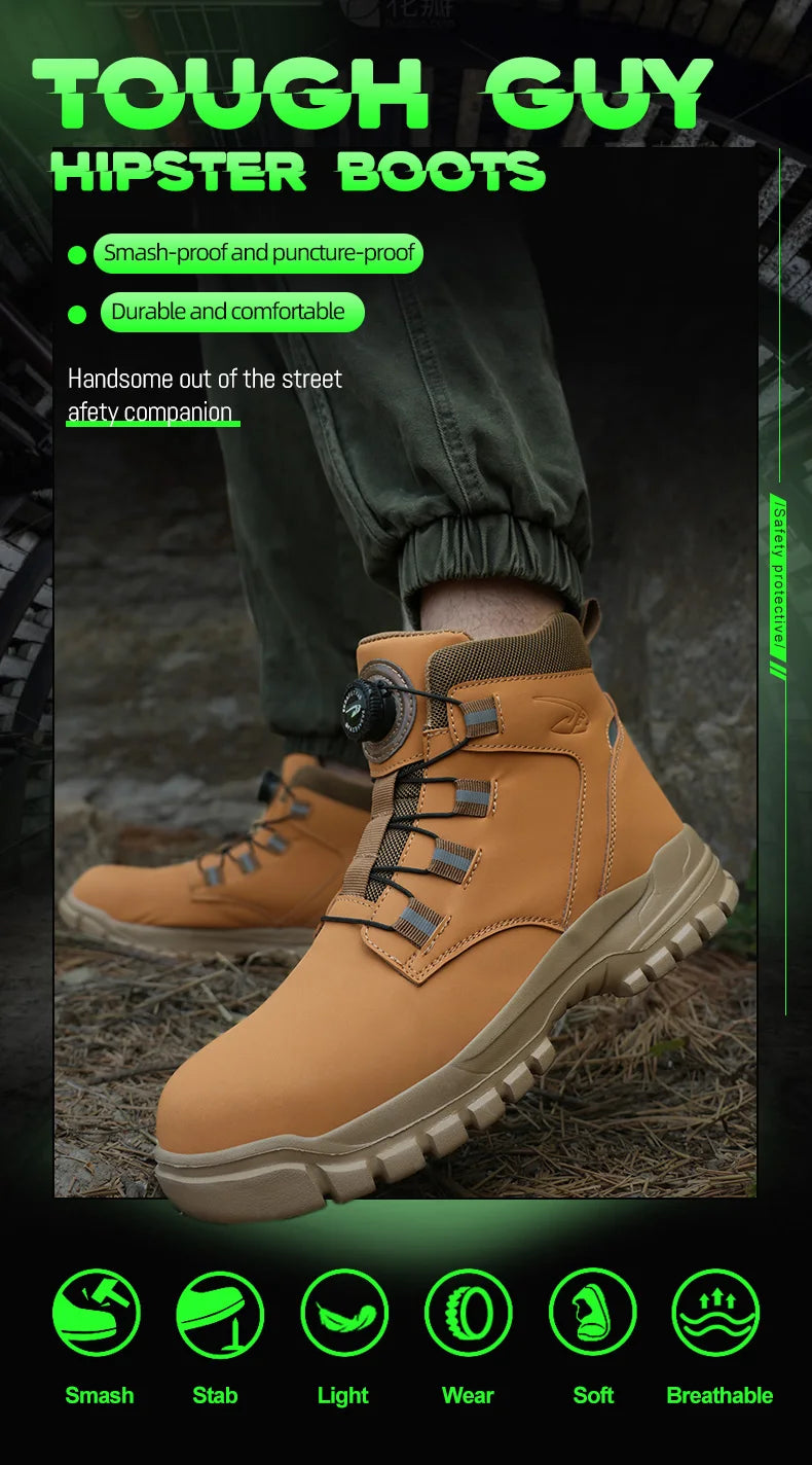 High Top Steel Toe Boots Slip Resistant Anti-Puncture