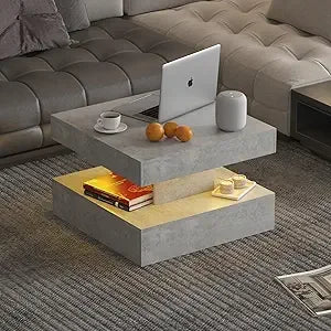 2-Tier LED Coffee Table with Storage