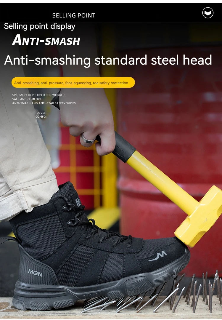 Men Steel Toe Shoes Puncture-Proof Sneakers