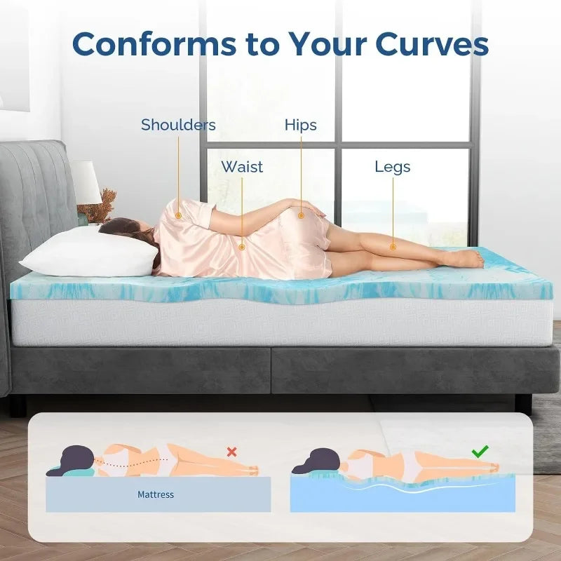 2 Inch Gel Memory Foam Bed Topper for Queen Size Bed