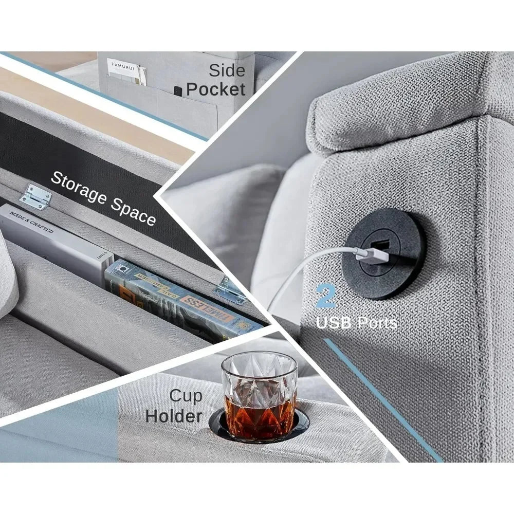 110 Inch Pull Out Sleeper Sofa, with 2 USB Charge Ports